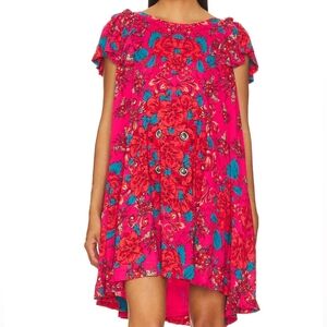 Free People Yara Printed Mini Dress Floral Red Combo Size L